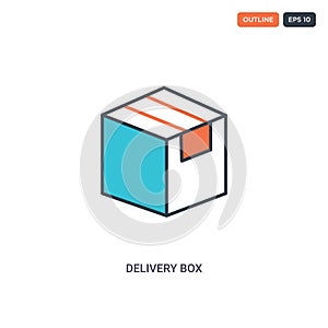 2 color Delivery box concept line vector icon. isolated two colored Delivery box outline icon with blue and red colors can be use