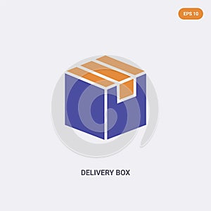 2 color Delivery box concept vector icon. isolated two color Delivery box vector sign symbol designed with blue and orange colors