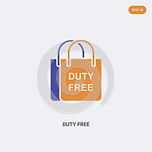 2 color Duty free concept vector icon. isolated two color Duty free vector sign symbol designed with blue and orange colors can be