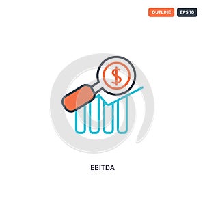 2 color Ebitda concept line vector icon. isolated two colored Ebitda outline icon with blue and red colors can be use for web,