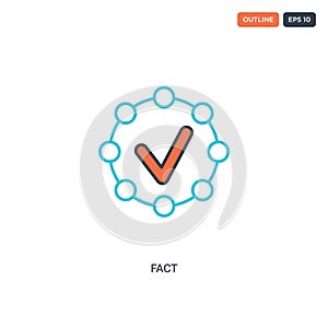 2 color fact concept line vector icon. isolated two colored fact outline icon with blue and red colors can be use for web, mobile