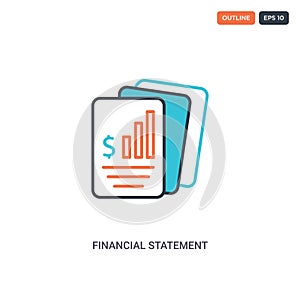 2 color Financial Statement concept line vector icon. isolated two colored Financial Statement outline icon with blue and red