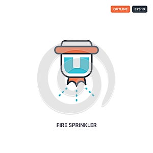 2 color Fire Sprinkler concept line vector icon. isolated two colored Fire Sprinkler outline icon with blue and red colors can be