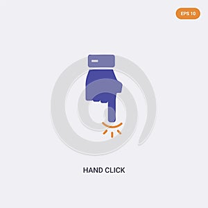 2 color Hand click concept vector icon. isolated two color Hand click vector sign symbol designed with blue and orange colors can