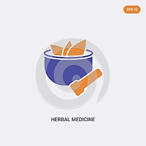 2 color Herbal medicine concept vector icon. isolated two color Herbal medicine vector sign symbol designed with blue and orange