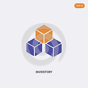 2 color inventory concept vector icon. isolated two color inventory vector sign symbol designed with blue and orange colors can be