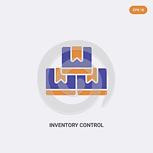 2 color inventory control concept vector icon. isolated two color inventory control vector sign symbol designed with blue and