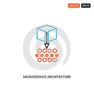 2 color Microservice architecture concept line vector icon. isolated two colored Microservice architecture outline icon with blue