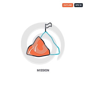 2 color mission concept line vector icon. isolated two colored mission outline icon with blue and red colors can be use for web,