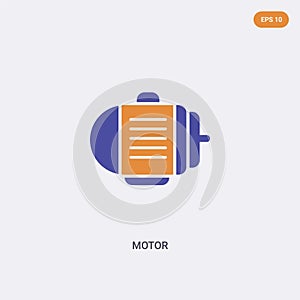 2 color Motor concept vector icon. isolated two color Motor vector sign symbol designed with blue and orange colors can be use for