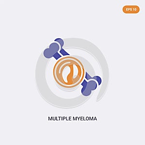 2 color multiple myeloma concept vector icon. isolated two color multiple myeloma vector sign symbol designed with blue and orange