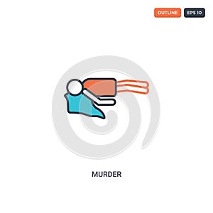 2 color murder concept line vector icon. isolated two colored murder outline icon with blue and red colors can be use for web,