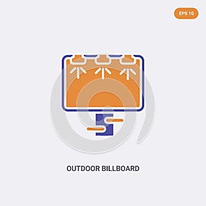 2 color outdoor billboard concept vector icon. isolated two color outdoor billboard vector sign symbol designed with blue and
