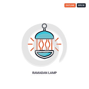 2 color ramadan lamp concept line vector icon. isolated two colored ramadan lamp outline icon with blue and red colors can be use