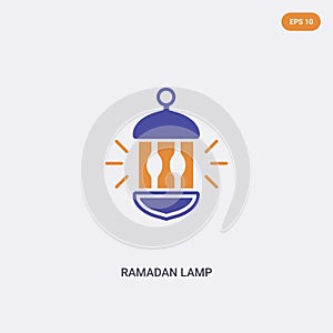 2 color ramadan lamp concept vector icon. isolated two color ramadan lamp vector sign symbol designed with blue and orange colors