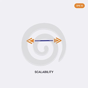 2 color Scalability concept vector icon. isolated two color Scalability vector sign symbol designed with blue and orange colors