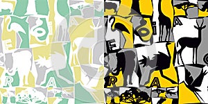 2 color seamless pattern. Animals Africa. Safari background. Wrapping paper . wallpaper designe. textile print