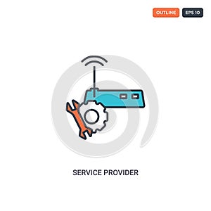 2 color Service provider concept line vector icon. isolated two colored Service provider outline icon with blue and red colors can