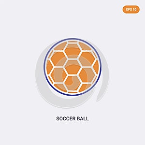 2 color soccer ball concept vector icon. isolated two color soccer ball vector sign symbol designed with blue and orange colors