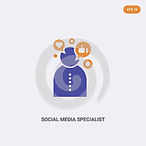 2 color social media specialist concept vector icon. isolated two color social media specialist vector sign symbol designed with