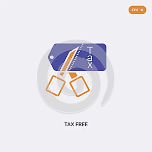 2 color Tax free concept vector icon. isolated two color Tax free vector sign symbol designed with blue and orange colors can be