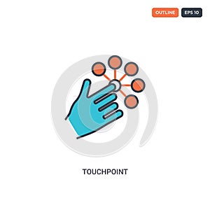 2 color Touchpoint concept line vector icon. isolated two colored Touchpoint outline icon with blue and red colors can be use for