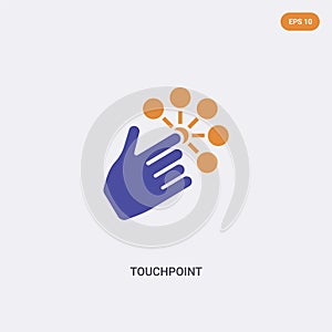 2 color Touchpoint concept vector icon. isolated two color Touchpoint vector sign symbol designed with blue and orange colors can