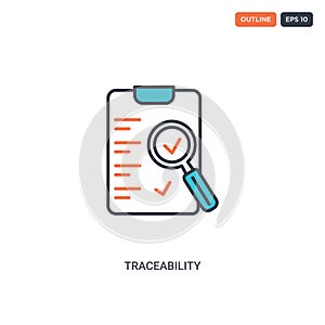 2 color Traceability concept line vector icon. isolated two colored Traceability outline icon with blue and red colors can be use