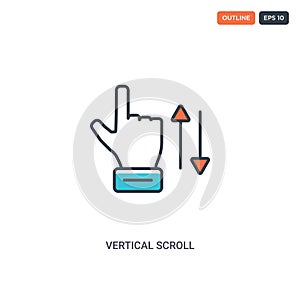 2 color Vertical Scroll concept line vector icon. isolated two colored Vertical Scroll outline icon with blue and red colors can