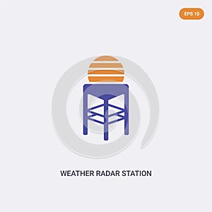 2 color Weather radar station concept vector icon. isolated two color Weather radar station vector sign symbol designed with blue