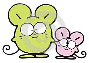 2 cute cartoon mice