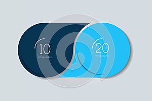 2 elements scheme, diagram. Two connected circles. Infographic template