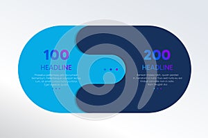 2 elements scheme, diagram. Two connected circles. Infographic template