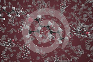 2-ethyl-1-hexanol molecule. Ball-and-stick molecular model. Chemistry related 3d rendering