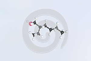 2-ethyl-1-hexanol molecule. Isolated molecular model. 3D rendering