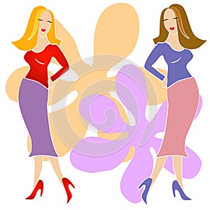 2 Fashion Girls Clip Art