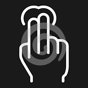 2 finger tap line icon, touch and hand gestures