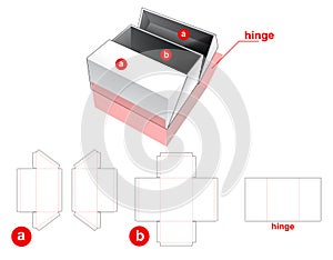 2 flips box with middle opening die cut template