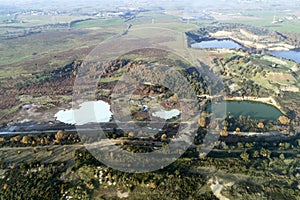 2 heart-shaped lakes. Lakes of the solfatara of Pomezia, Rome