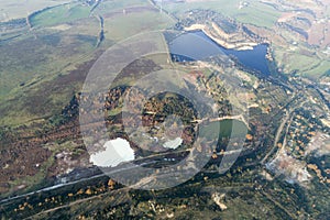 2 heart-shaped lakes. Lakes of the solfatara of Pomezia, Rome