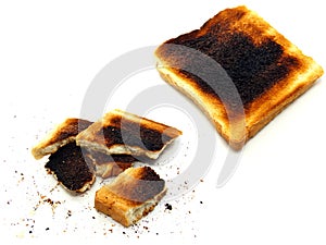 2 images of burnt toast