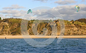 2 kiteboarders, Hayle, Cornwall 1