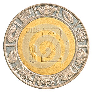 2 Mexican peso coin