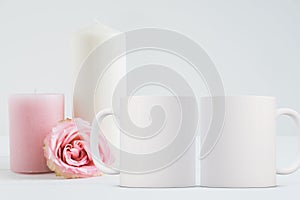 2 Mug Mockup Floral styled stock photograph