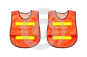 2 Orange vest, isolated on white and clipping path.