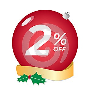 2 percent off. Christmas sale banner.