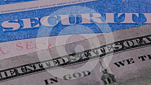 2 photo of social security cards ssn cash US dollar bills money