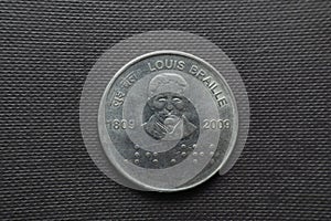 2 Rupee, Back view, Republic of India, 200th Anniversary - Birth of Louis Braille