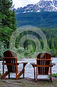 2 Seater Wood Adirondack Chairs buy a river in the canadain rockies