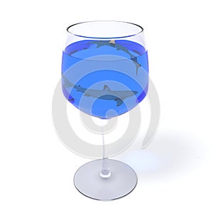 2 sharks in wine glass